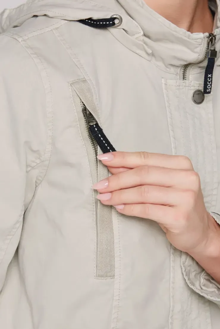 Parka mit Kapuze und Rücken-Artwork stone beige
