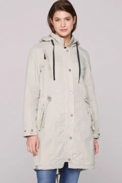 Parka mit Kapuze und Rücken-Artwork stone beige