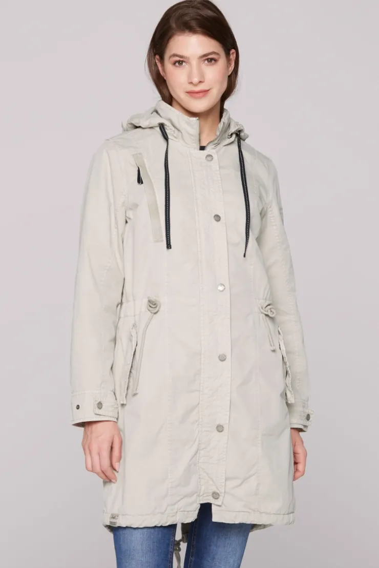Parka mit Kapuze und Rücken-Artwork stone beige