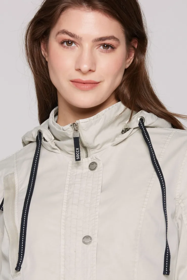 Parka mit Kapuze und Rücken-Artwork stone beige