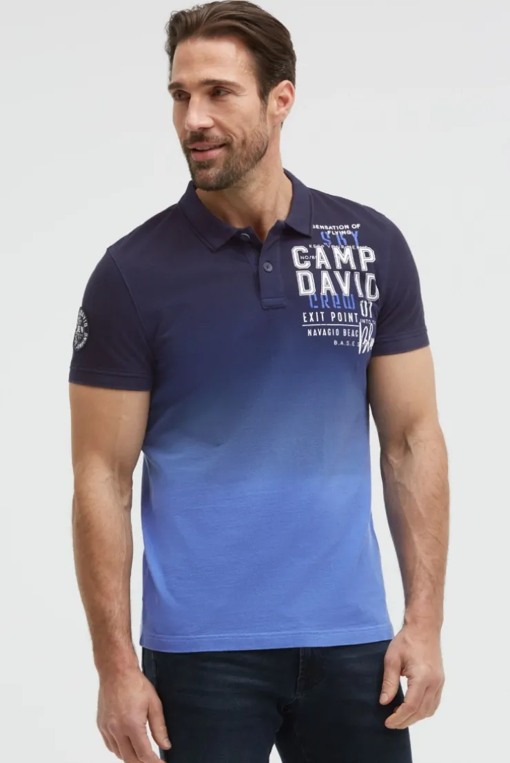 Pikee-Polo Dip Dye mit Label Prints blue navy