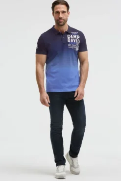 Pikee-Polo Dip Dye mit Label Prints blue navy