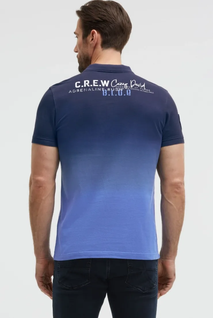 Pikee-Polo Dip Dye mit Label Prints blue navy
