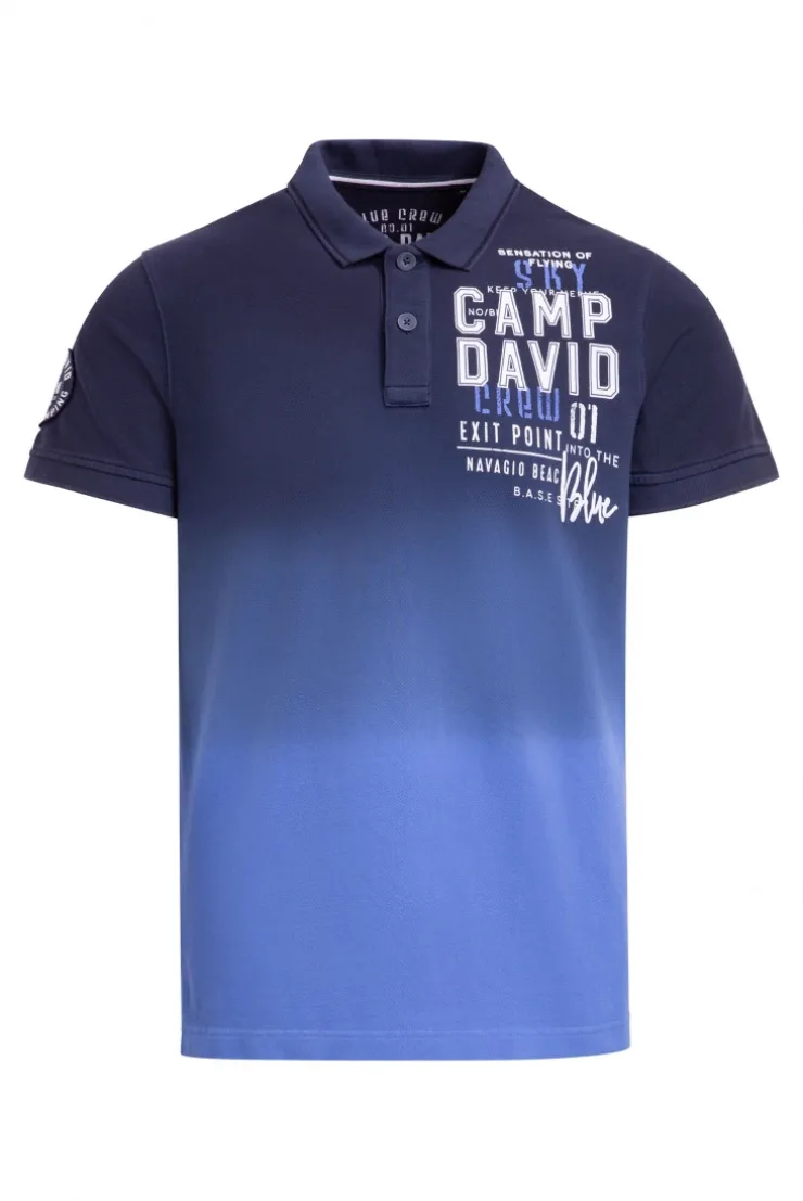 Pikee-Polo Dip Dye mit Label Prints blue navy