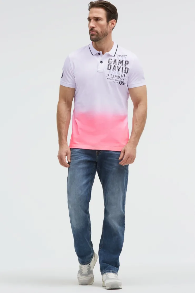 Pikee-Polo Dip Dye mit Label Prints neon pink
