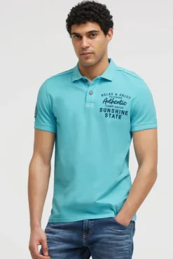 Pikee-Polo Kurzarm mit Rücken-Stickerei aqua