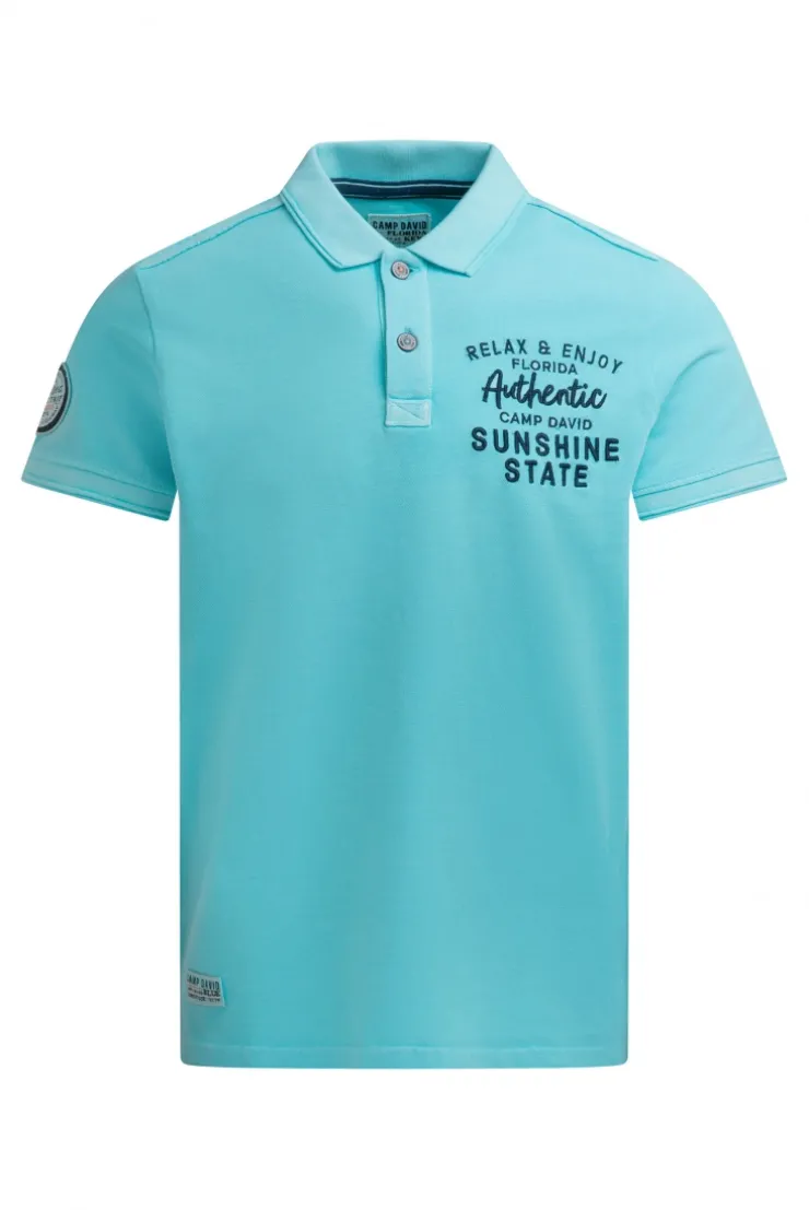 Pikee-Polo Kurzarm mit Rücken-Stickerei aqua