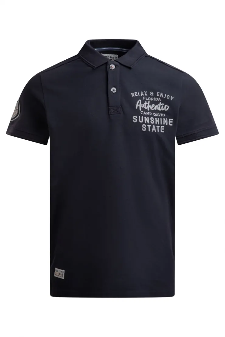 Pikee-Polo Kurzarm mit Rücken-Stickerei blue navy