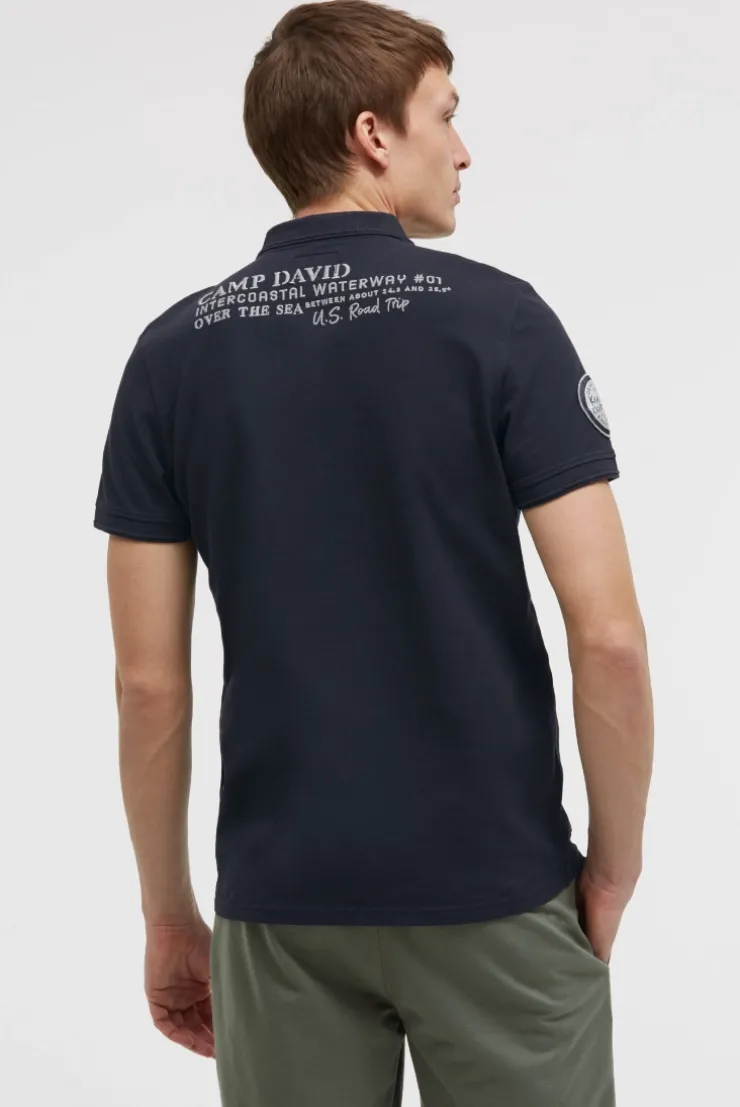 Pikee-Polo Kurzarm mit Rücken-Stickerei blue navy