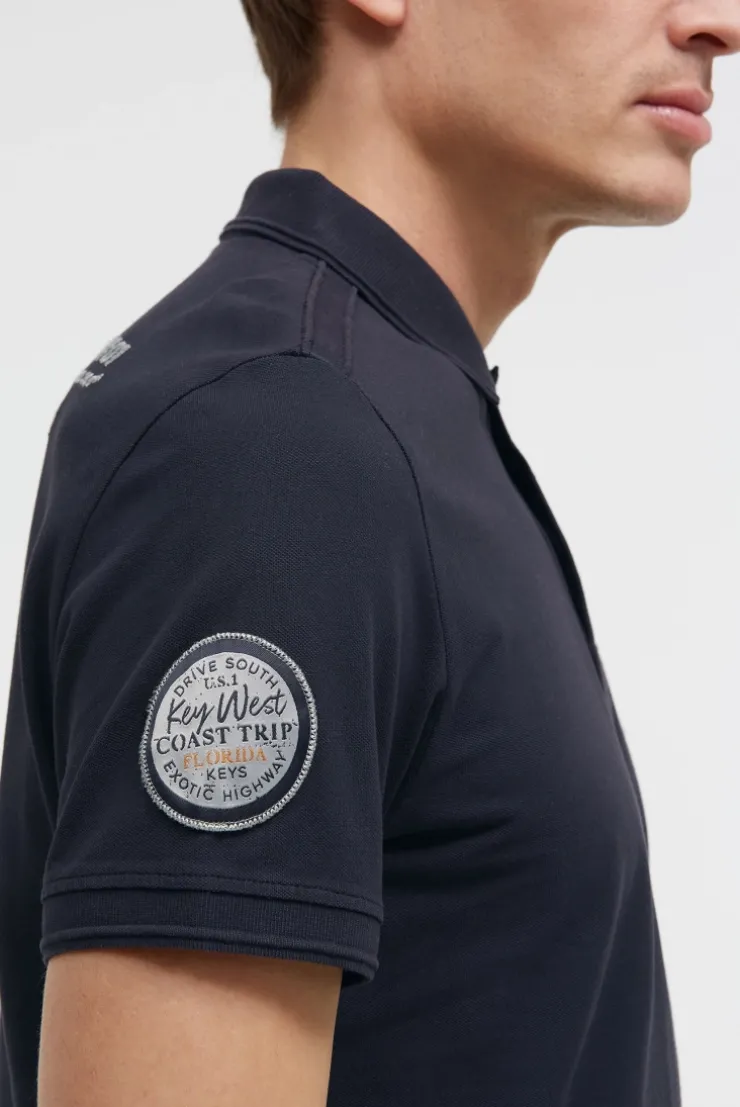 Pikee-Polo Kurzarm mit Rücken-Stickerei blue navy