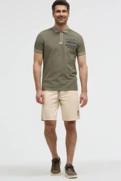 Pikee-Polo Kurzarm mit Rücken-Stickerei green olive