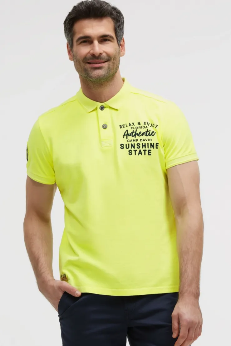 Pikee-Polo Kurzarm mit Rücken-Stickerei neon lime