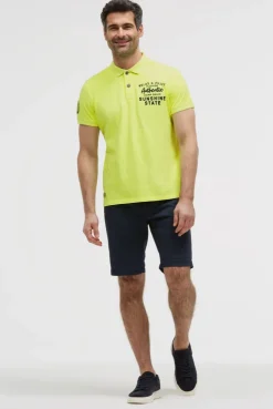 Pikee-Polo Kurzarm mit Rücken-Stickerei neon lime