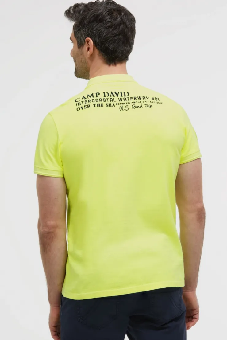 Pikee-Polo Kurzarm mit Rücken-Stickerei neon lime