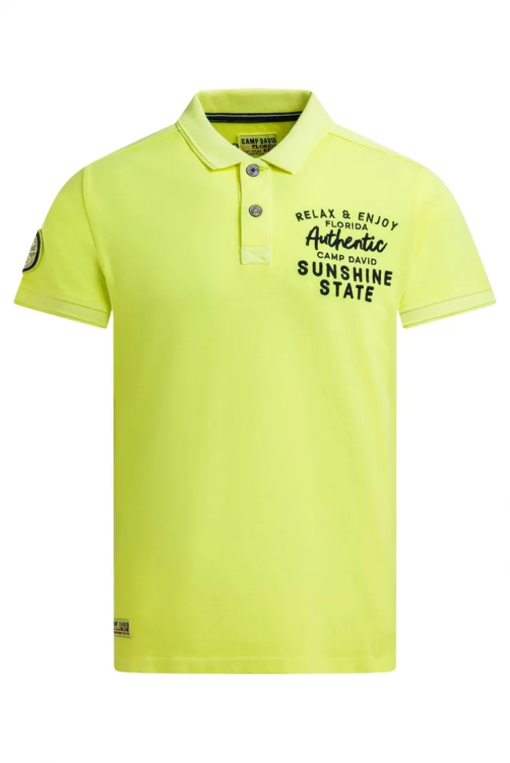 Pikee-Polo Kurzarm mit Rücken-Stickerei neon lime