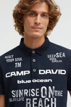 Pikee-Polo Kurzarm mit Rubber Prints blue navy