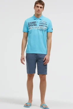 Pikee-Polo mit Artworks und Puffprint-Details aqua