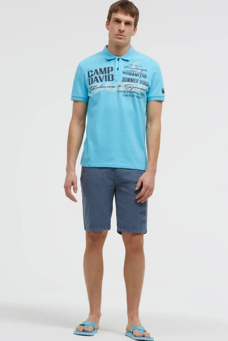 Pikee-Polo mit Artworks und Puffprint-Details aqua