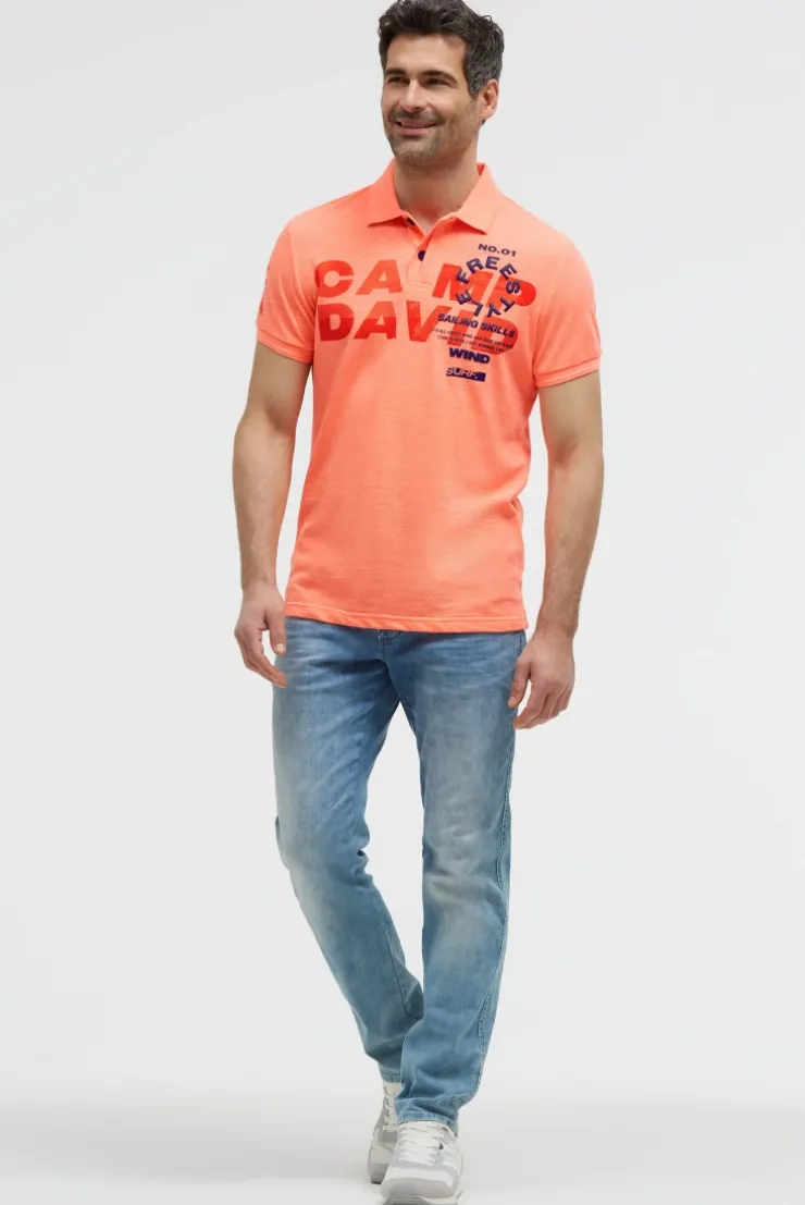 Pikee-Polo mit Artworks und Puffprint-Details neon flame