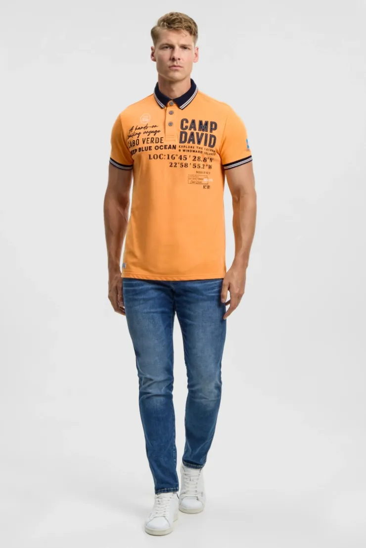 Pikee-Polo mit Label-Applikationen sunrise neon