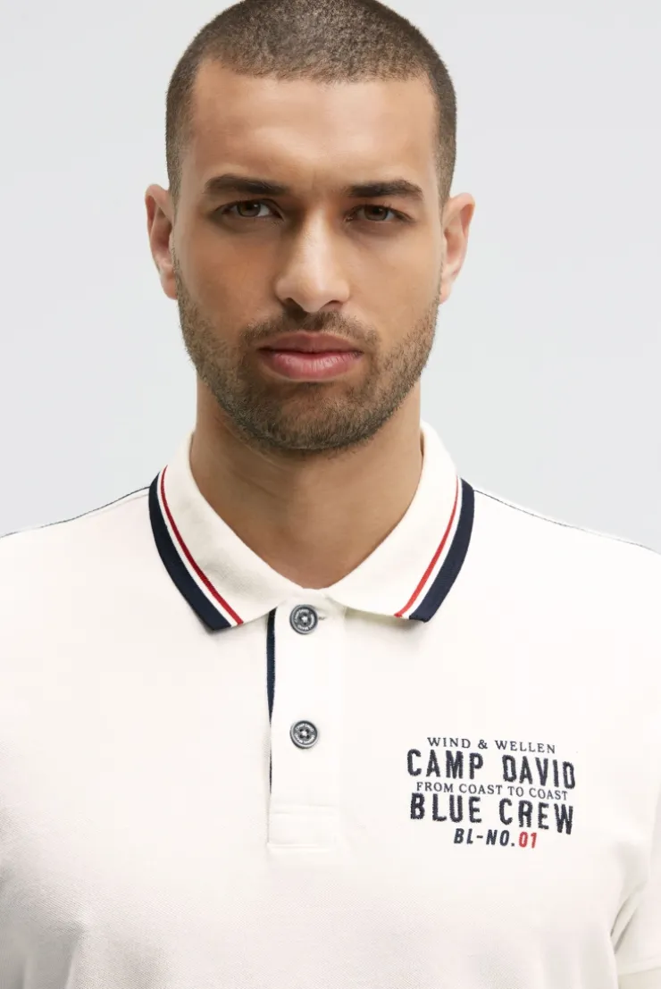 Pikee-Polo mit Logo-Stickerei ivory