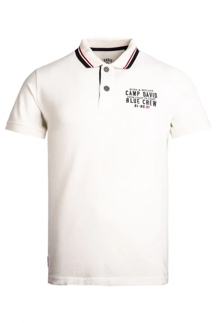 Pikee-Polo mit Logo-Stickerei ivory
