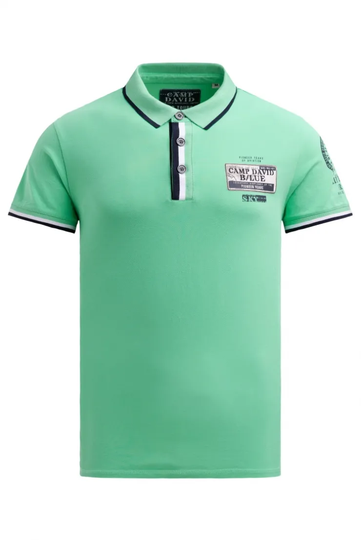 Pikee-Polo mit Prints und Patches flight green | S