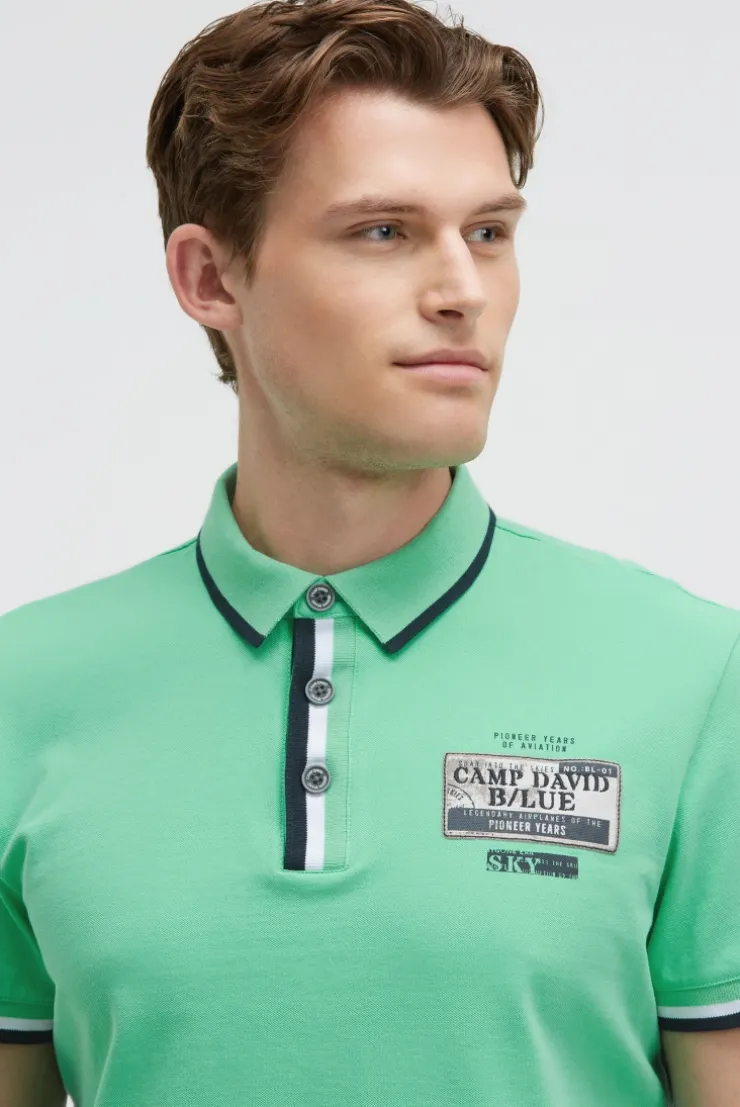 Pikee-Polo mit Prints und Patches flight green | S