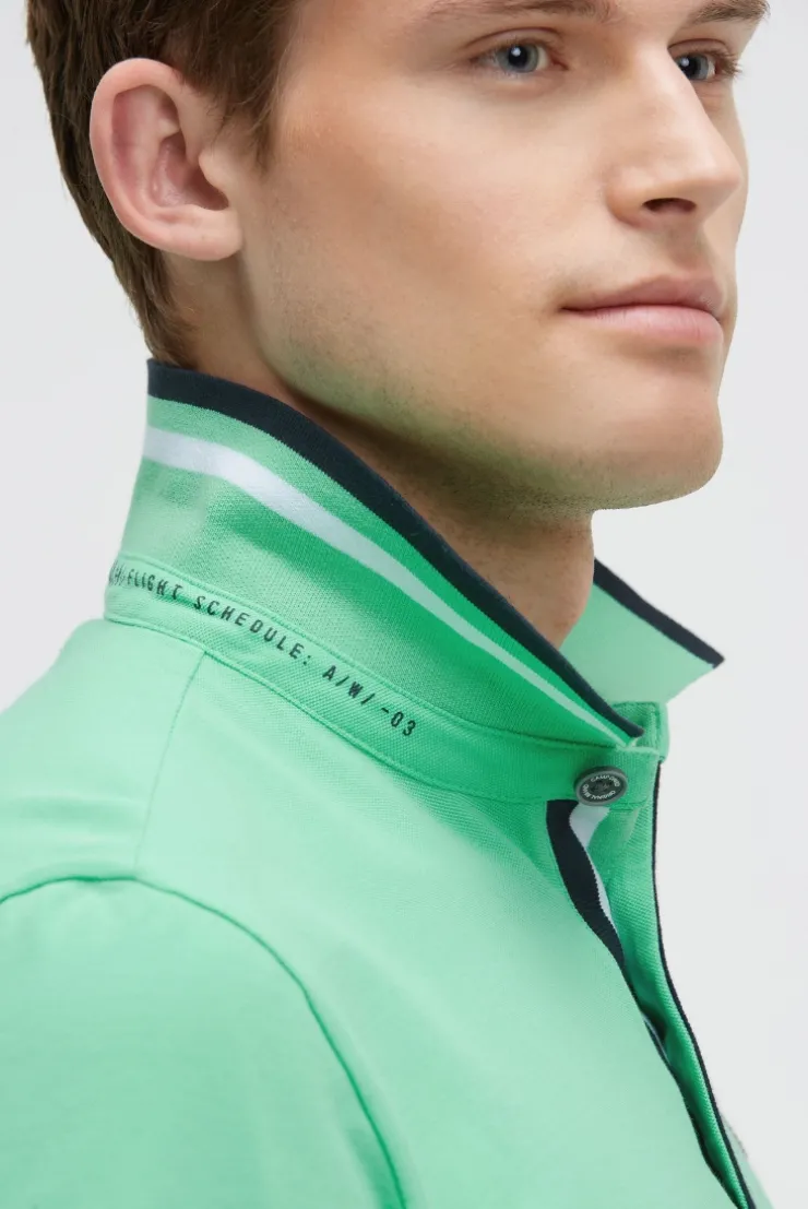 Pikee-Polo mit Prints und Patches flight green | S