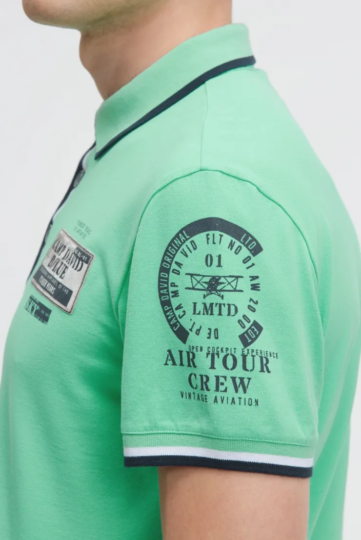 Pikee-Polo mit Prints und Patches flight green | S