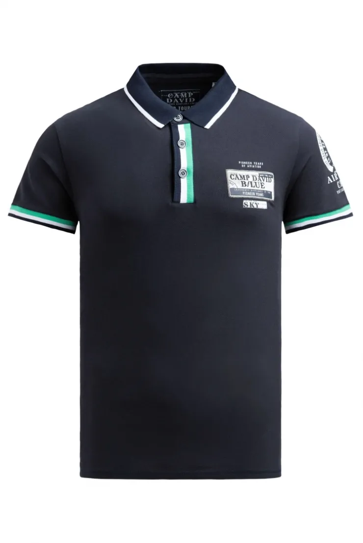 Pikee-Polo mit Prints und Patches blue navy | S