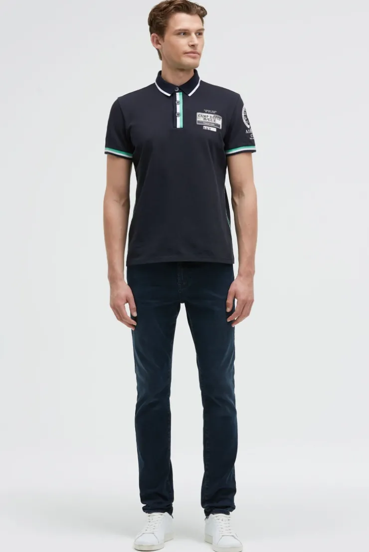 Pikee-Polo mit Prints und Patches blue navy | S