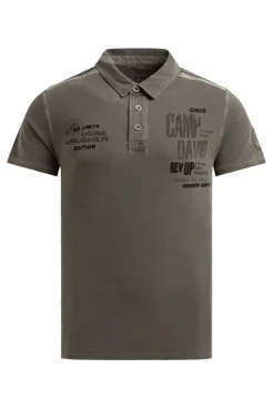 Pikee-Polo mit Tapes, Prints und Stickereien dark wood