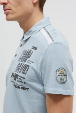 Pikee-Polo mit Tapes, Prints und Stickereien silver blue