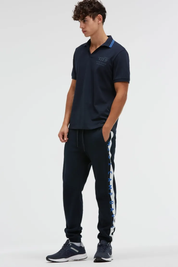 Pikee-Polo mit V-Neck und Rückeneinsatz blue navy