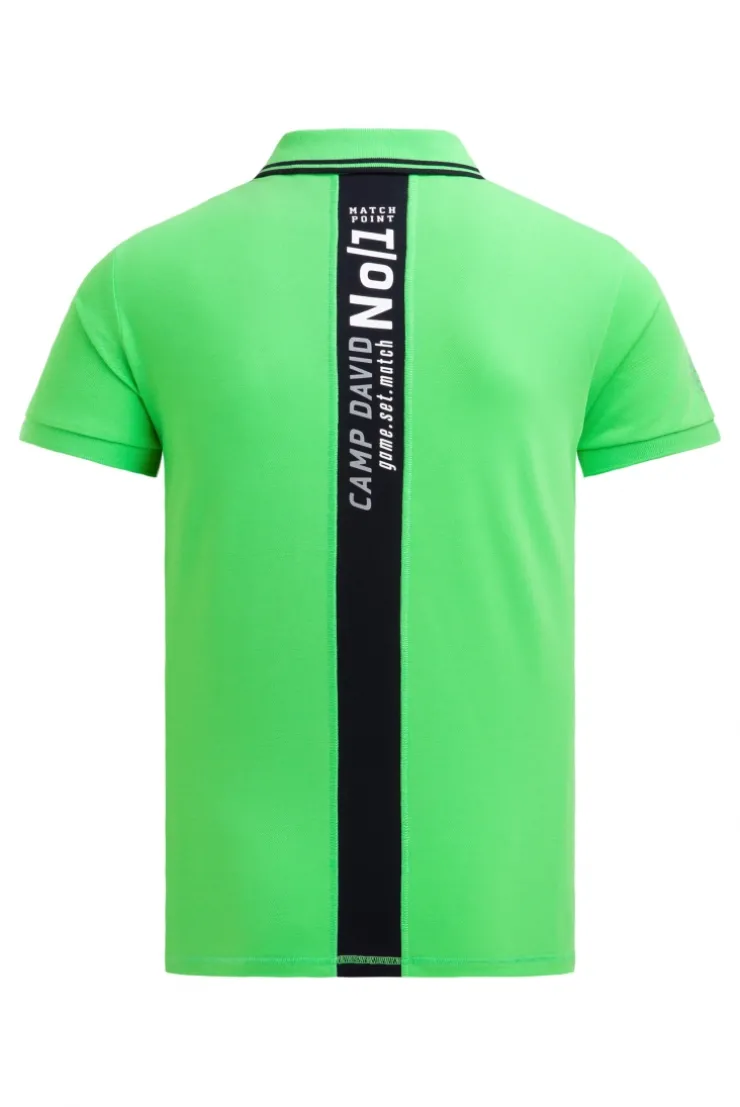 Pikee-Polo mit V-Neck und Rückeneinsatz tech green