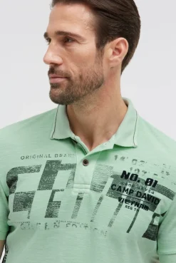 Polo aus Flammgarn-Pikee mit Artworks light mint