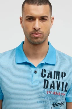 Polo mit Streifenstruktur und Label Prints summer aqua