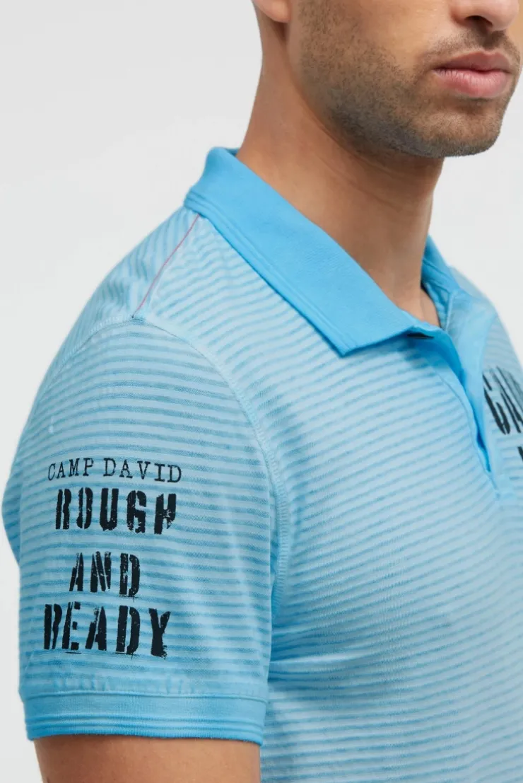 Polo mit Streifenstruktur und Label Prints summer aqua