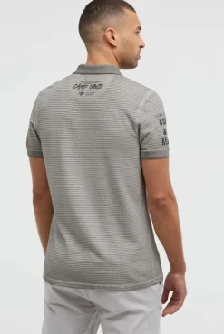 Polo mit Streifenstruktur und Label Prints shadow