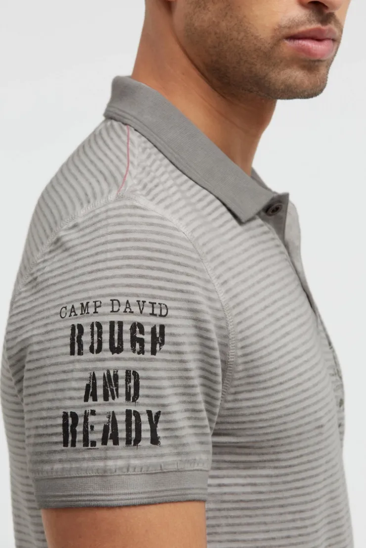 Polo mit Streifenstruktur und Label Prints shadow