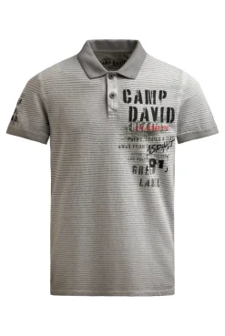 Polo mit Streifenstruktur und Label Prints shadow