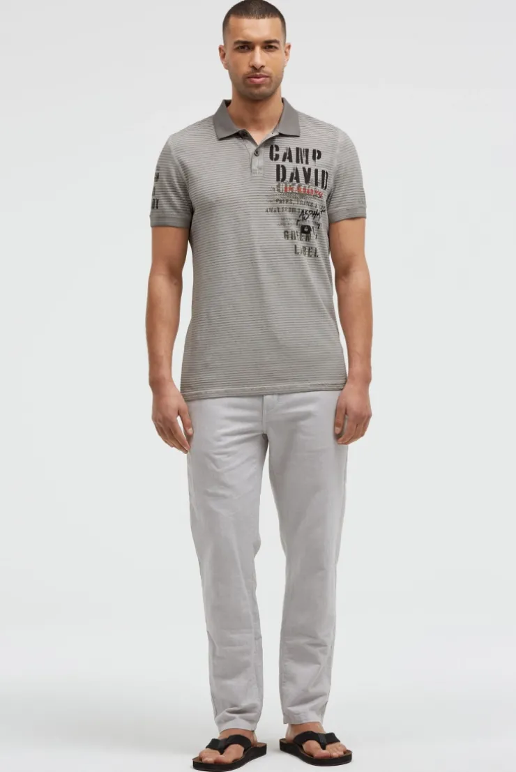 Polo mit Streifenstruktur und Label Prints shadow
