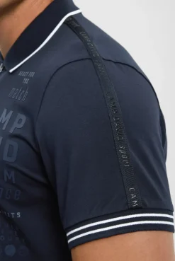 Polo mit Zipper, Logo-Tapes und Prints blue navy