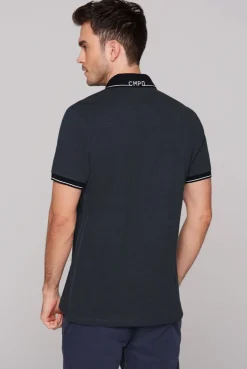 Poloshirt aus Pikee-Melange blue navy melange | S
