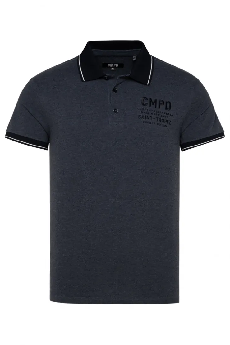 Poloshirt aus Pikee-Melange blue navy melange | S