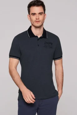 Poloshirt aus Pikee-Melange blue navy melange | S