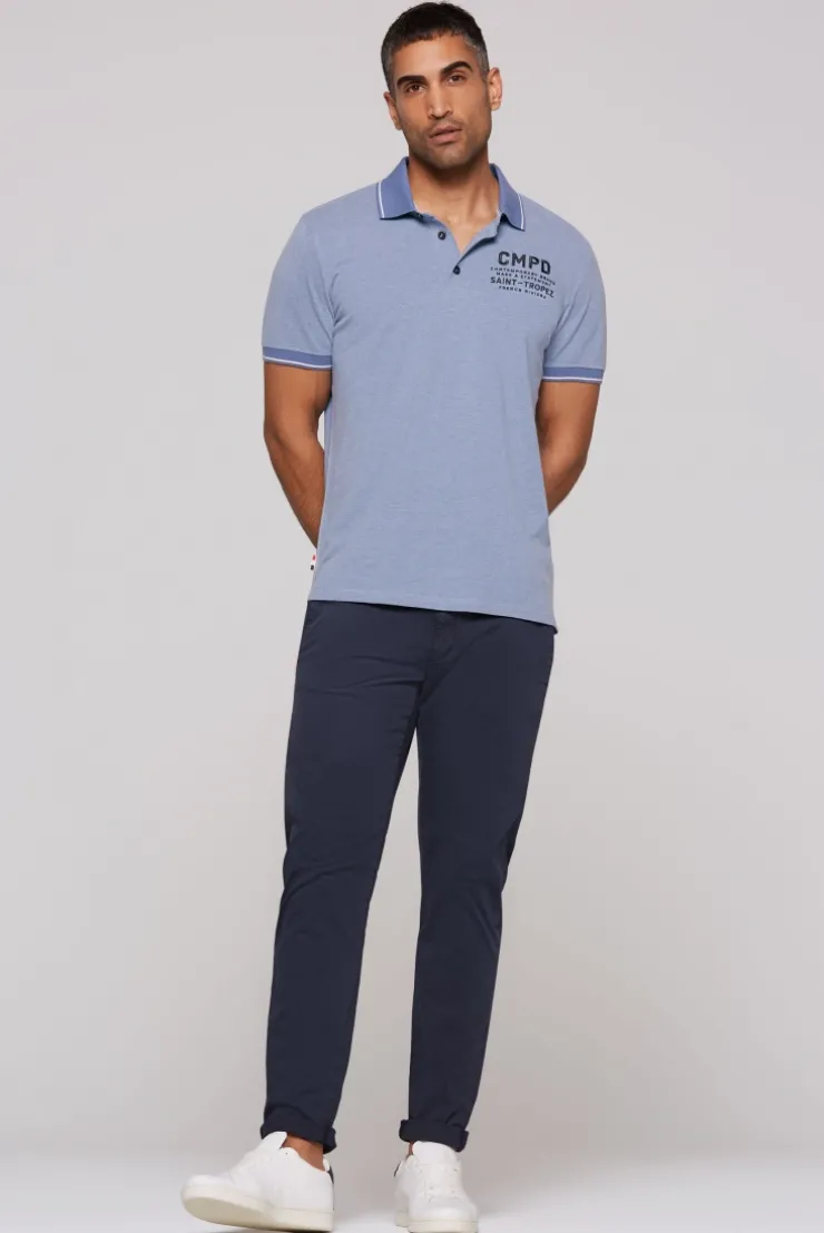 Poloshirt aus Pikee-Melange vintage blue melange