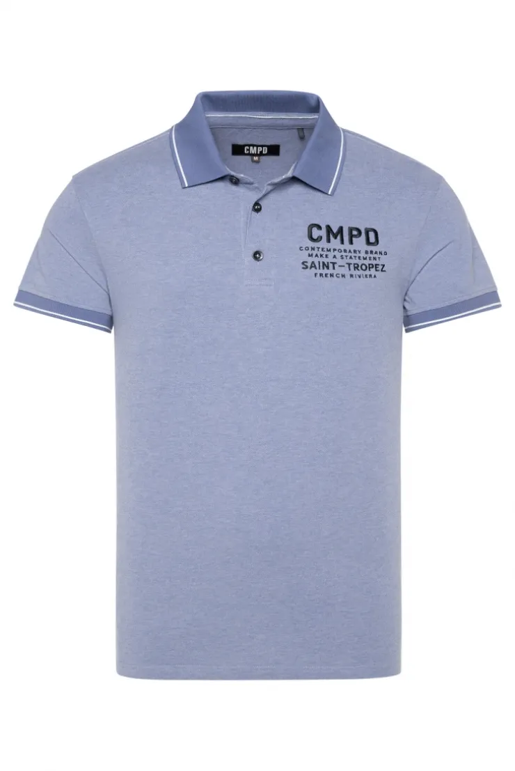 Poloshirt aus Pikee-Melange vintage blue melange