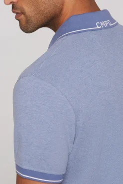 Poloshirt aus Pikee-Melange vintage blue melange
